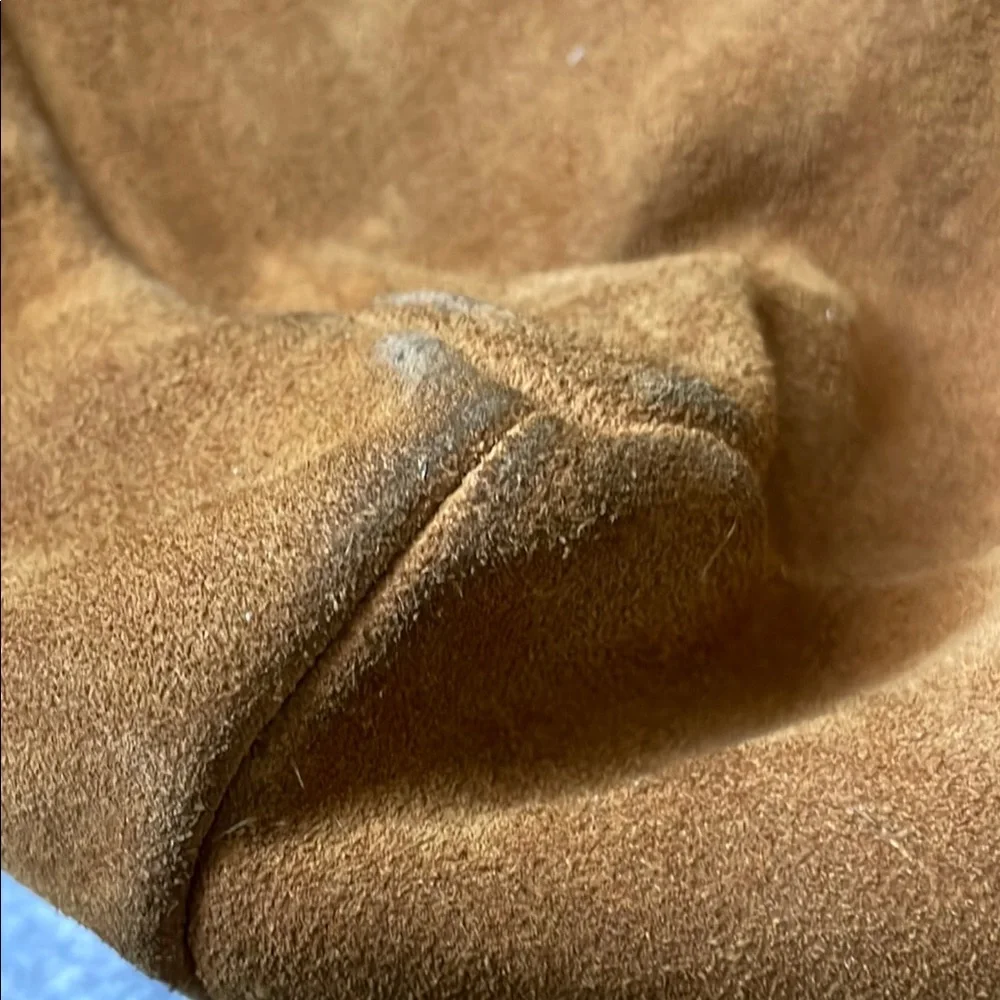 Vintage Brookstone 1970s-80s Butterscotch Brown Suede Tote Bag